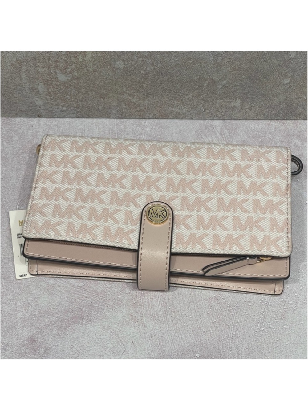 Michael Kors Tech Phone Wallet/Wristlet Pink Jaquard Fabric Soft Pink - Picture 3 of 10